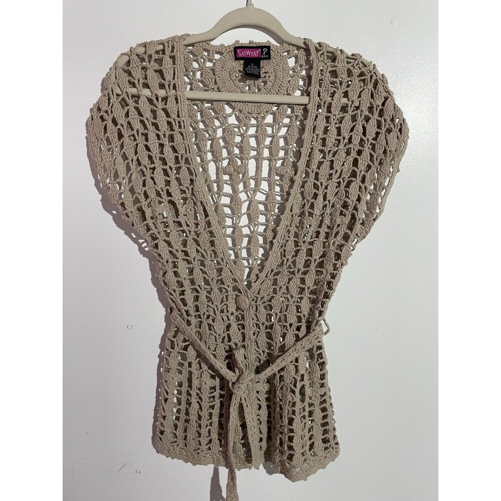 Cottagecore Open Knit Cardigan S Floral Crochet Boho‎ Festival Indie Beachy Y2K